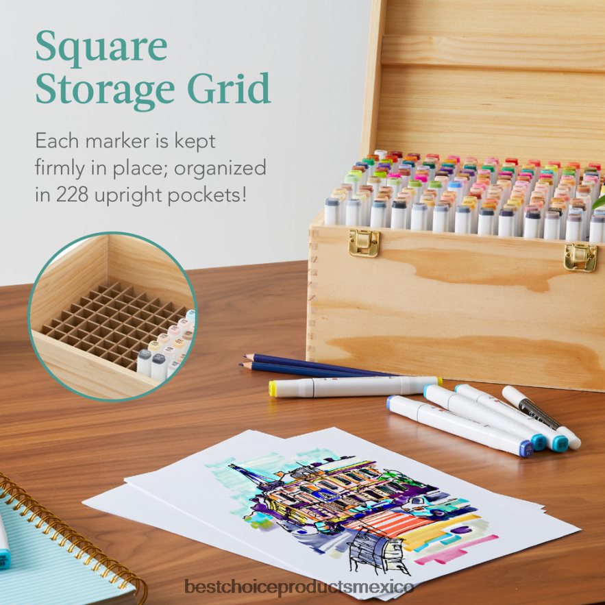accesorio kit de rotulador a base de alcohol con pincel y punta de cincel, estuche de transporte Best Choice Products natural X080FZ1063