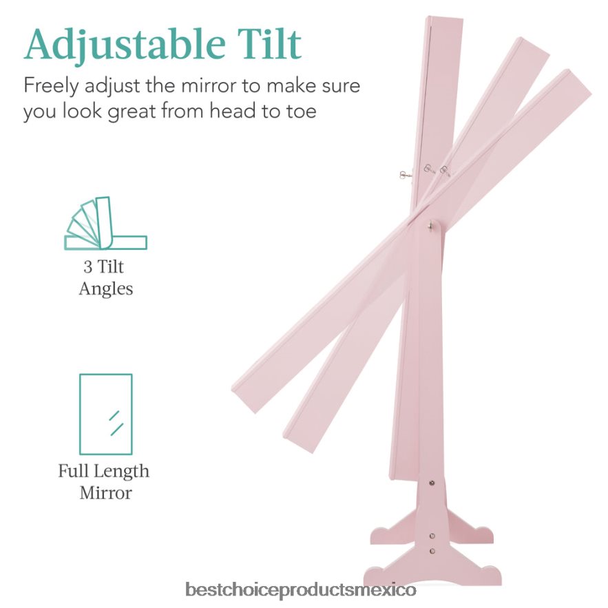 accesorio Armario con espejo para joyería independiente de cuerpo entero con interior de terciopelo Best Choice Products Rosa empolvado X080FZ1199