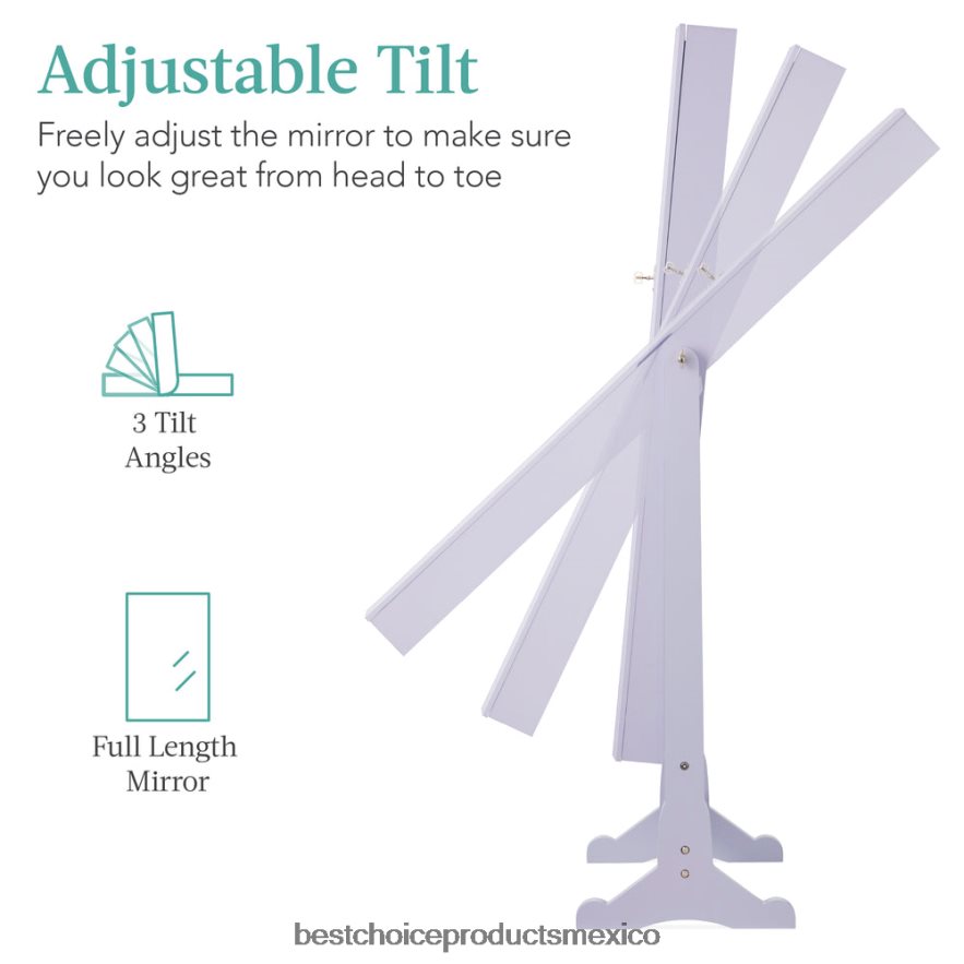 accesorio Armario con espejo para joyería independiente de cuerpo entero con interior de terciopelo Best Choice Products lavanda X080FZ1200
