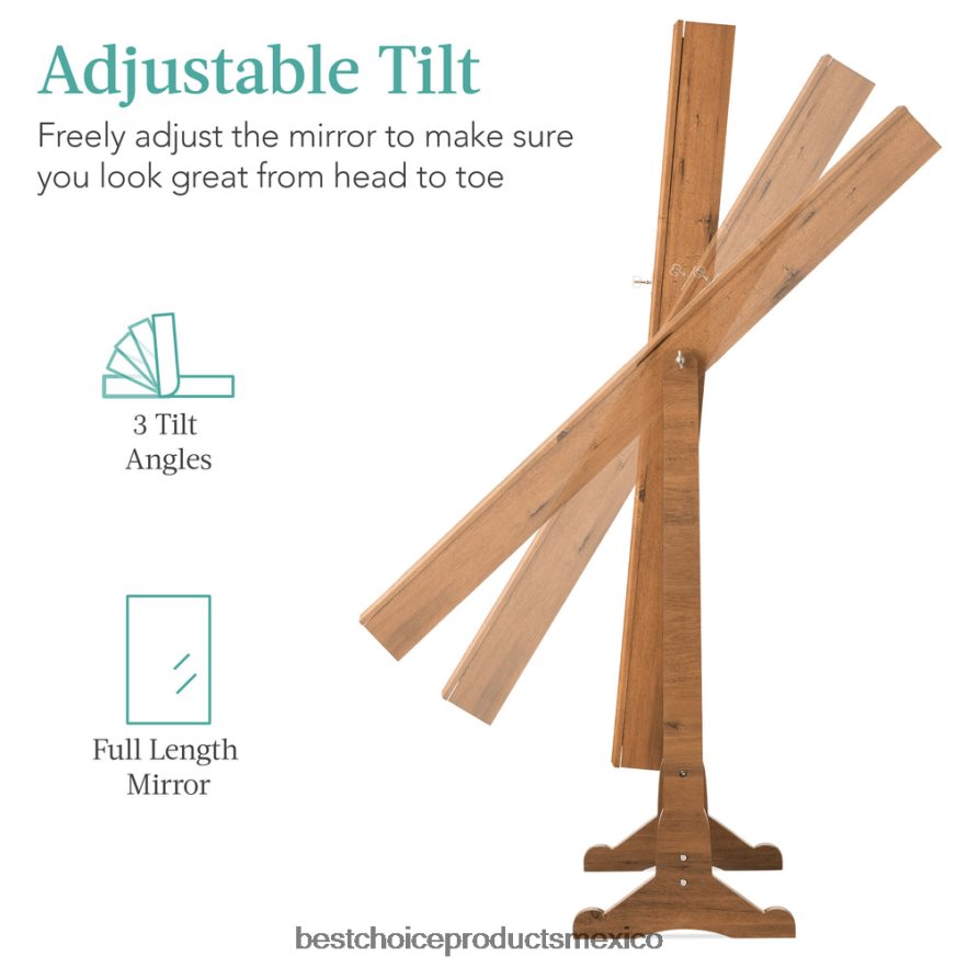 accesorio Armario con espejo para joyería independiente de cuerpo entero con interior de terciopelo Best Choice Products marrón rústico X080FZ1197