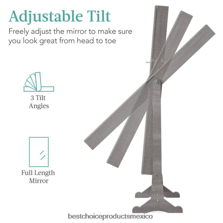 accesorio Armario con espejo para joyería independiente de cuerpo entero con interior de terciopelo Best Choice Products roble gris X080FZ1198