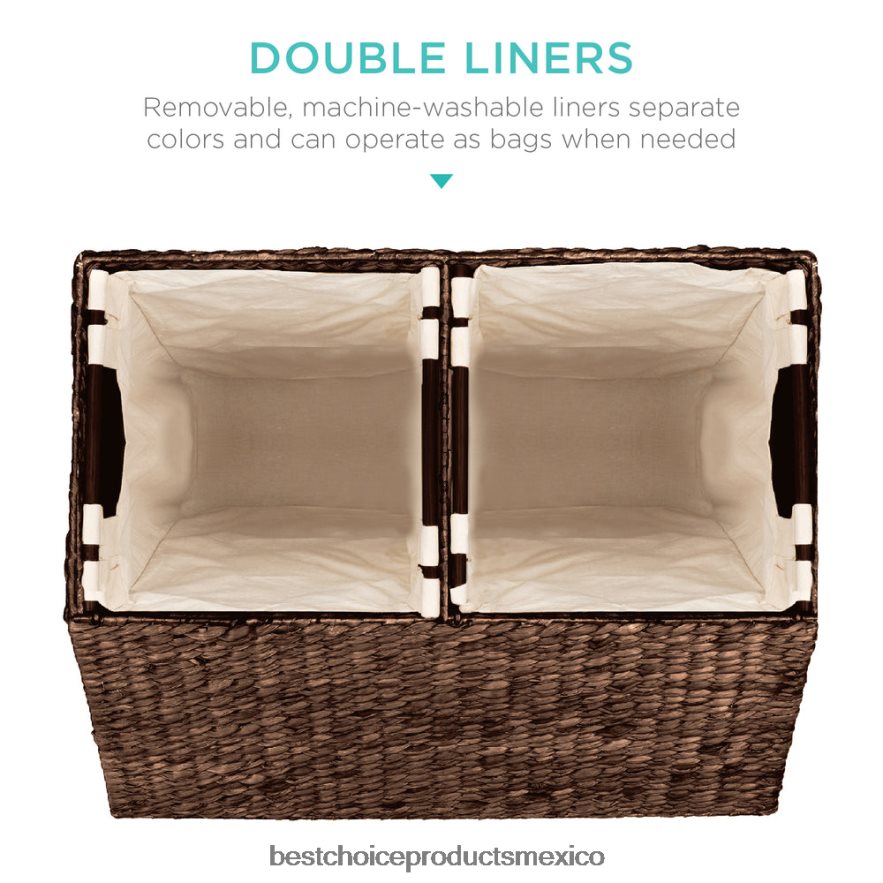 accesorio Cesto doble extra grande de jacinto de agua para la ropa sucia con 2 bolsas de revestimiento Best Choice Products Café exprés X080FZ349