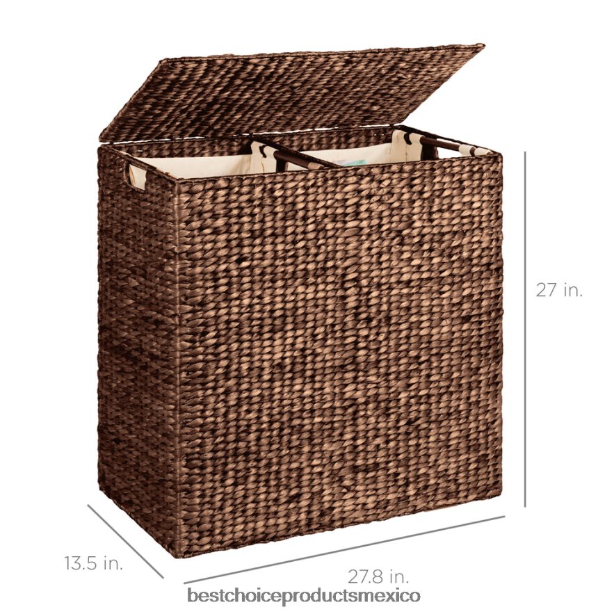 accesorio Cesto doble extra grande de jacinto de agua para la ropa sucia con 2 bolsas de revestimiento Best Choice Products Café exprés X080FZ349