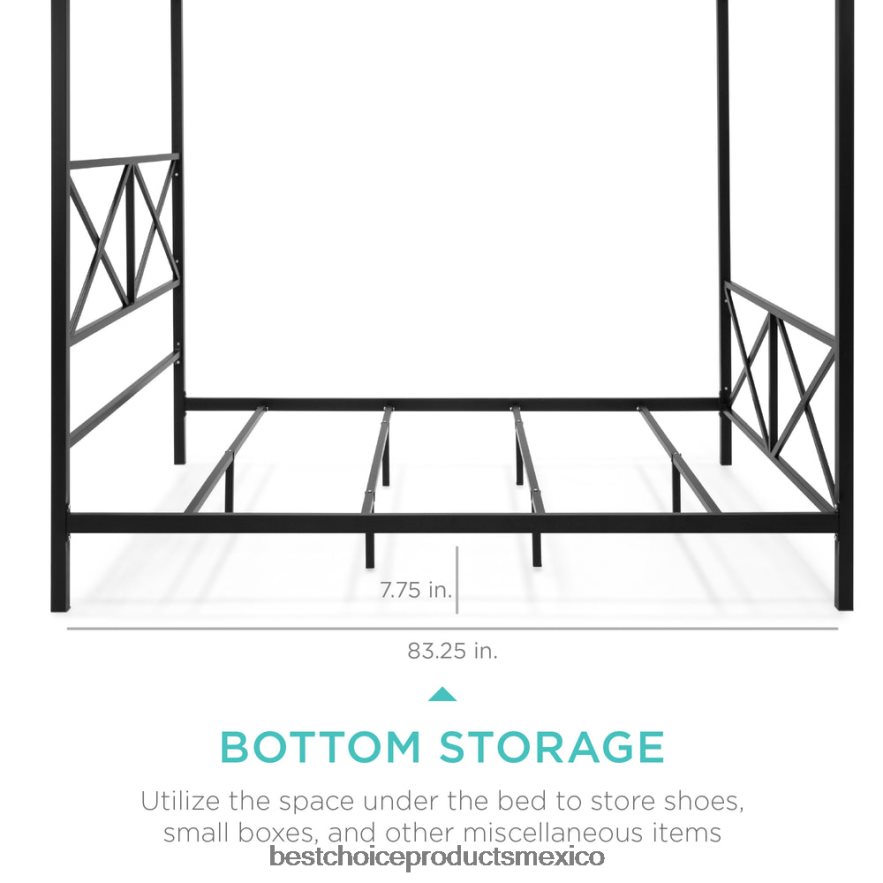 accesorio Marco de cama con dosel de metal moderno tamaño queen de 4 postes con cabecera y pie de cama Best Choice Products blanco X080FZ1300