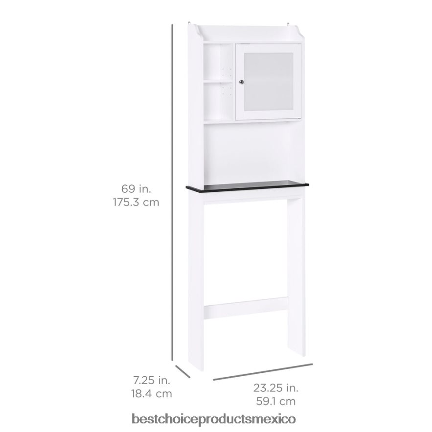 accesorio mueble de almacenamiento para baño sobre el inodoro con 1 puerta Best Choice Products blanco X080FZ1286