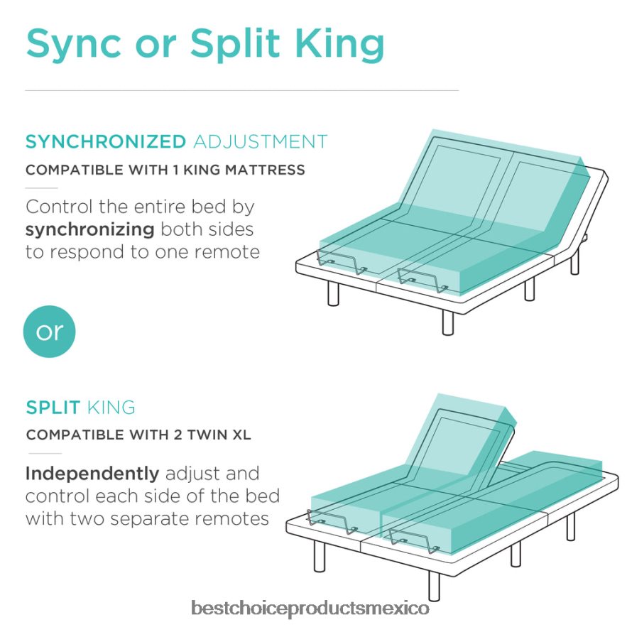 accesorio somier ajustable con masaje, control remoto, puertos USB Best Choice Products belleza X080FZ1187