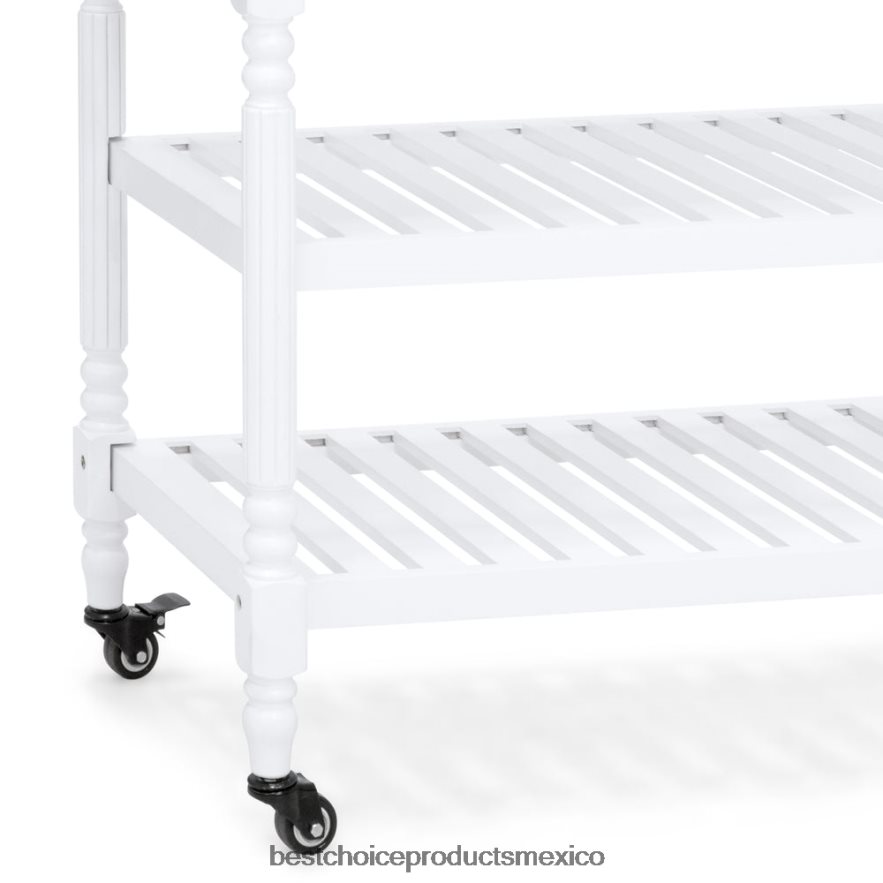 accesorio Carro de barra y almacenamiento con isla de cocina con tapa de acero inoxidable Best Choice Products blanco X080FZ365