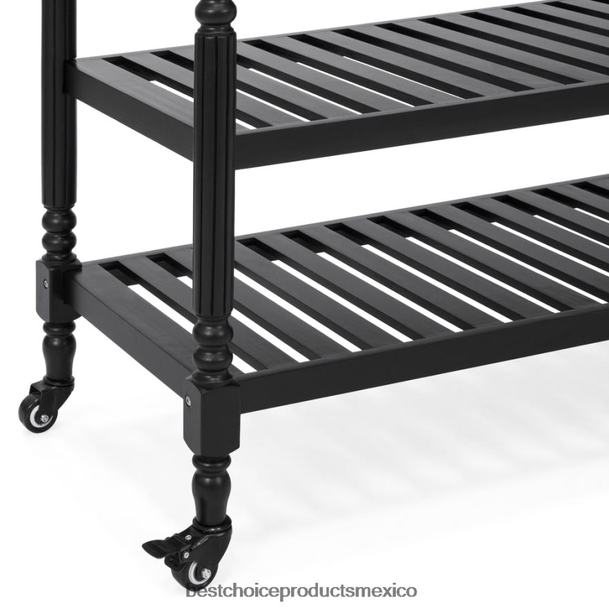accesorio Carro de barra y almacenamiento con isla de cocina con tapa de acero inoxidable Best Choice Products negro X080FZ366