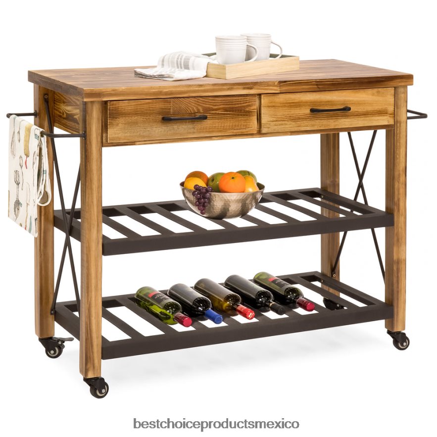 accesorio carro de cocina industrial con ruedas bloqueables Best Choice Products natural X080FZ1299