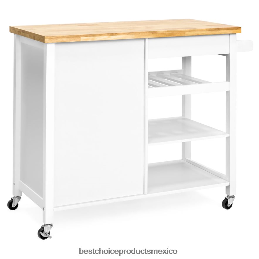 accesorio carro de isla de cocina móvil Best Choice Products blanco X080FZ1301