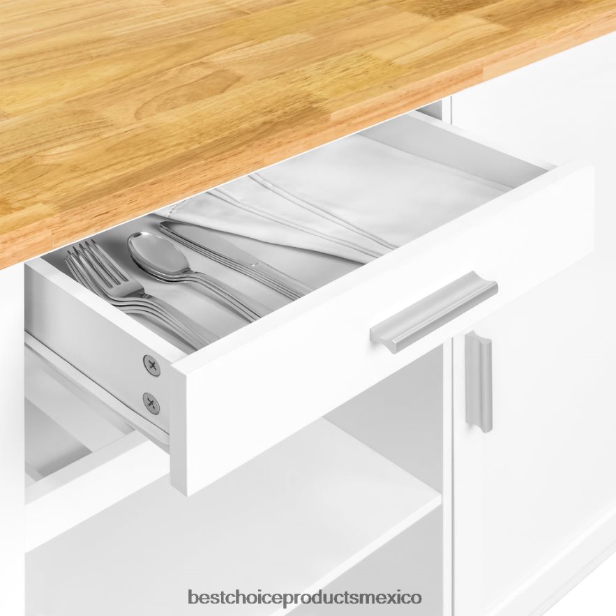 accesorio carro de isla de cocina móvil Best Choice Products blanco X080FZ1301