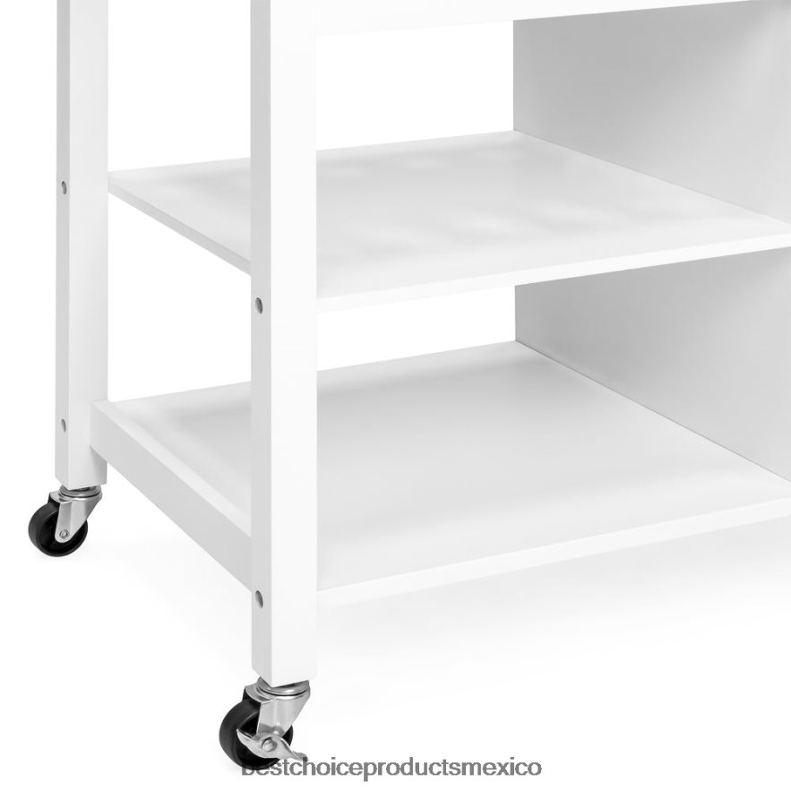 accesorio carro de isla de cocina móvil Best Choice Products blanco X080FZ1301