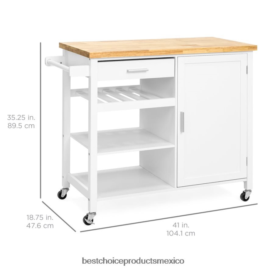 accesorio carro de isla de cocina móvil Best Choice Products blanco X080FZ1301