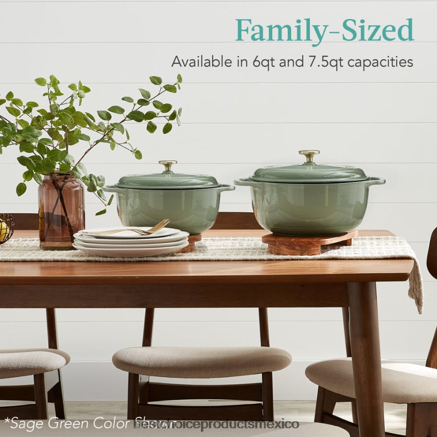 accesorio utensilios de cocina de horno holandés de hierro fundido con esmalte y mangos Best Choice Products azul aciano X080FZ332