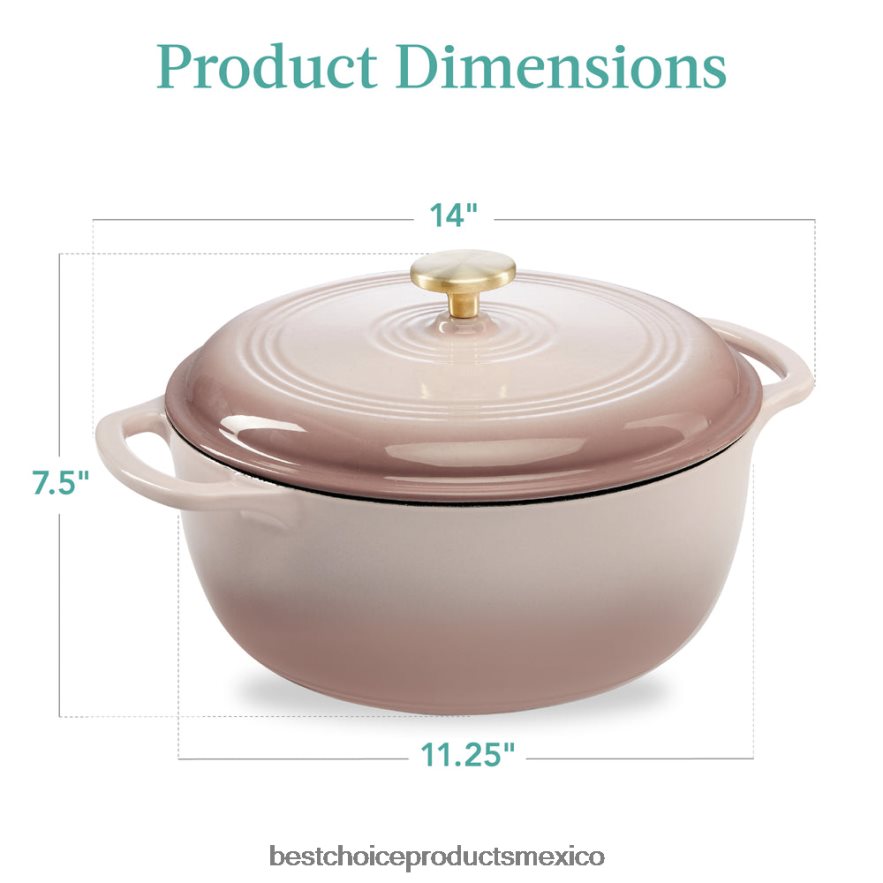 accesorio utensilios de cocina de horno holandés de hierro fundido con esmalte y mangos Best Choice Products beige champiñón X080FZ330