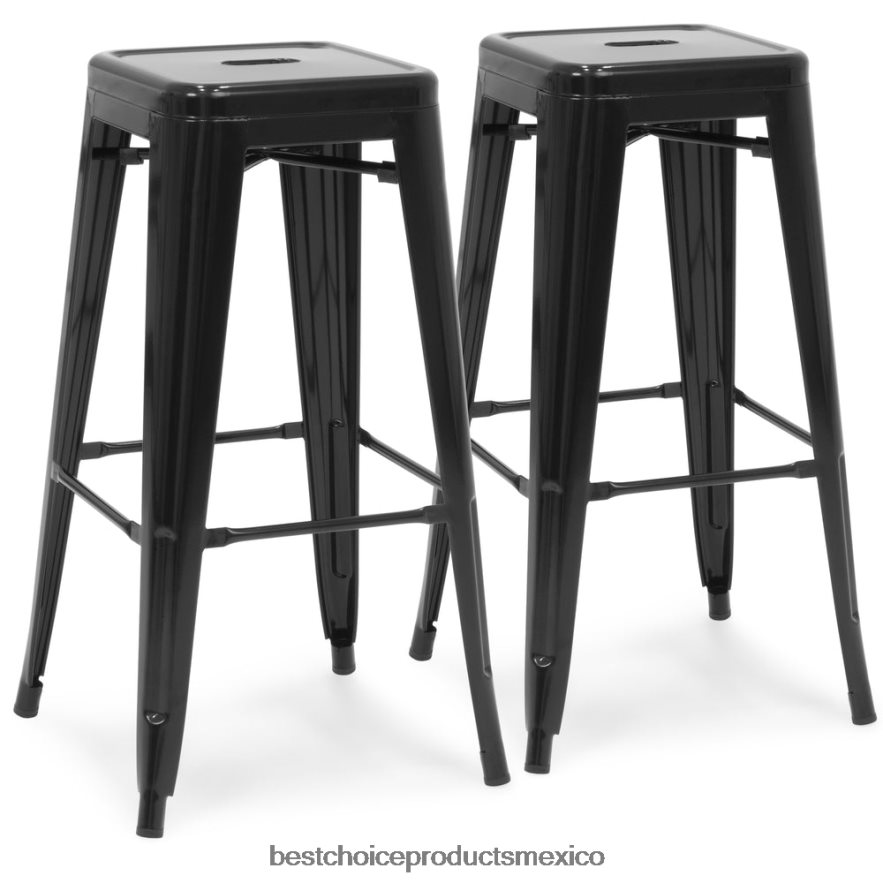 accesorio Juego de 2 taburetes de bar de metal industrial de 30 pulgadas. Best Choice Products negro mate X080FZ1298