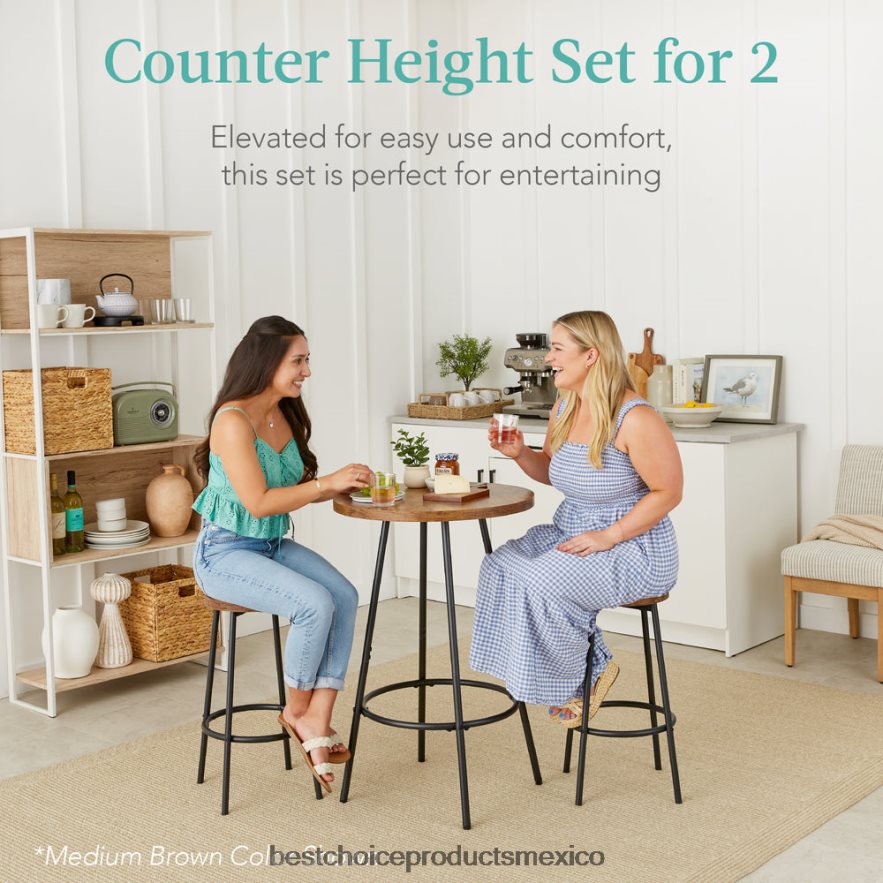 accesorio Juego de bistró de 3 piezas, moderno juego de comedor redondo con altura de mostrador y 2 taburetes Best Choice Products negro X080FZ677