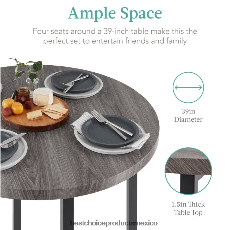 accesorio Juego de comedor moderno de 5 piezas con altura de mostrador redondo y 4 sillas Best Choice Products gris X080FZ689