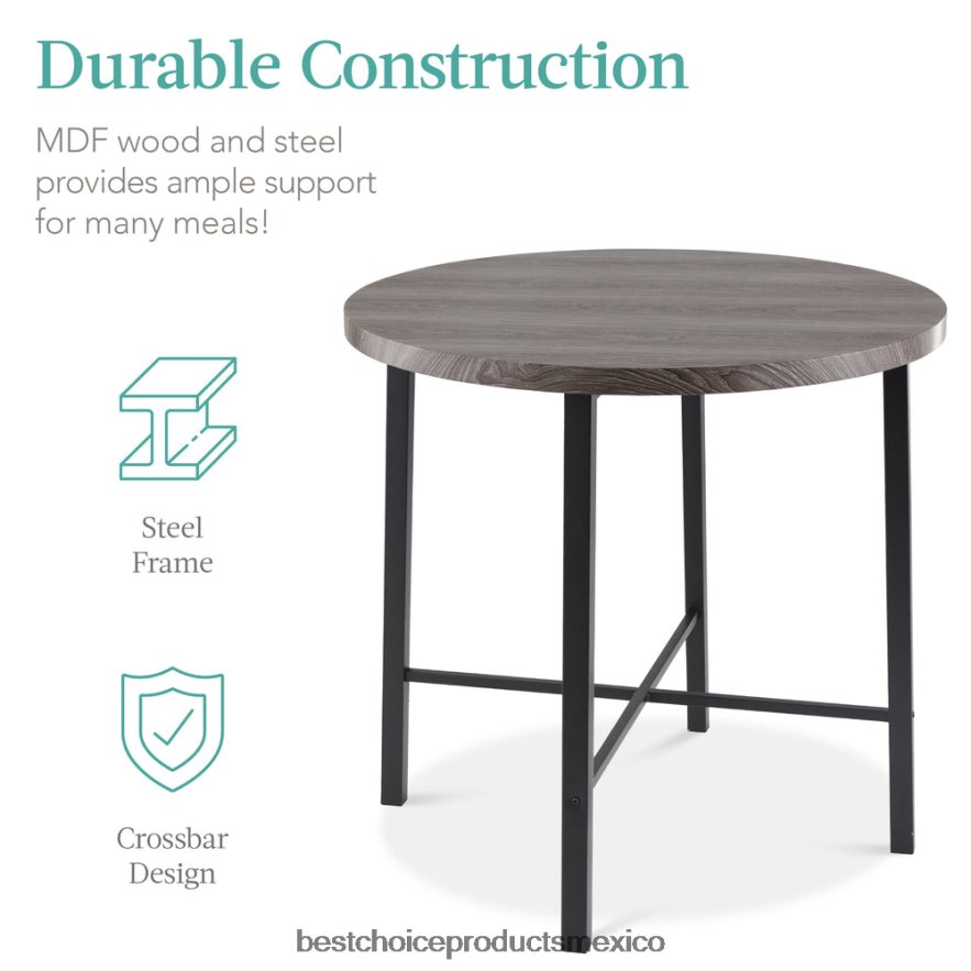 accesorio Juego de comedor moderno de 5 piezas con altura de mostrador redondo y 4 sillas Best Choice Products gris X080FZ689