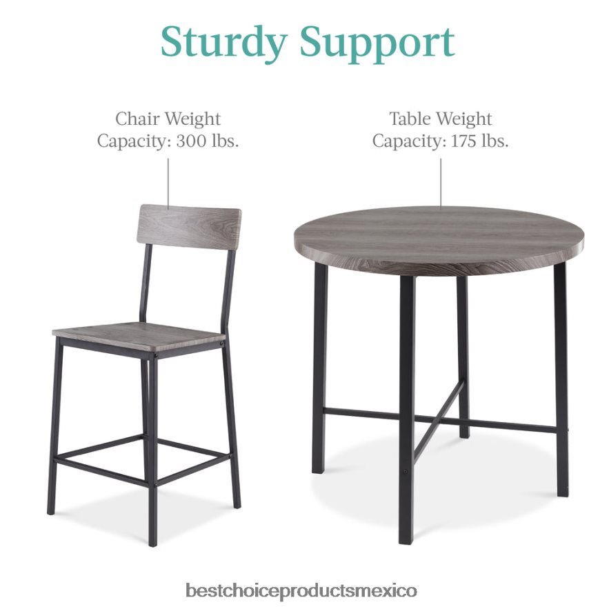 accesorio Juego de comedor moderno de 5 piezas con altura de mostrador redondo y 4 sillas Best Choice Products gris X080FZ689