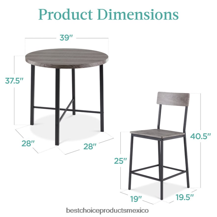 accesorio Juego de comedor moderno de 5 piezas con altura de mostrador redondo y 4 sillas Best Choice Products gris X080FZ689