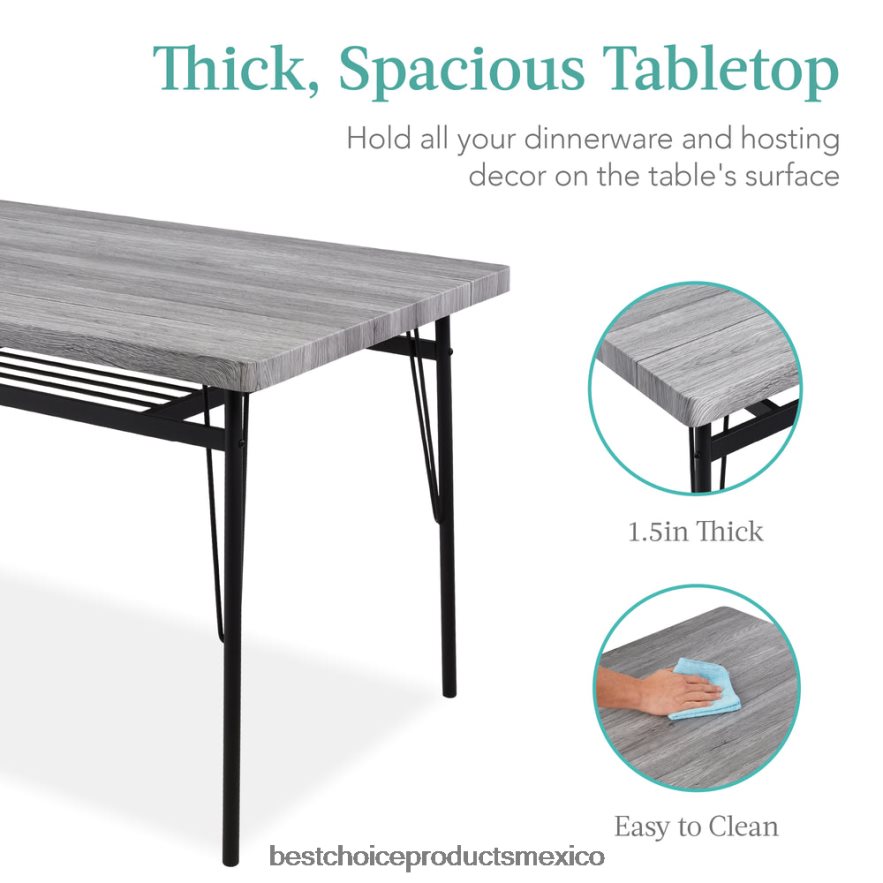 accesorio Juego de comedor moderno de 6 piezas con estantes de almacenamiento, mesa, banco y 4 sillas. Best Choice Products gris X080FZ368