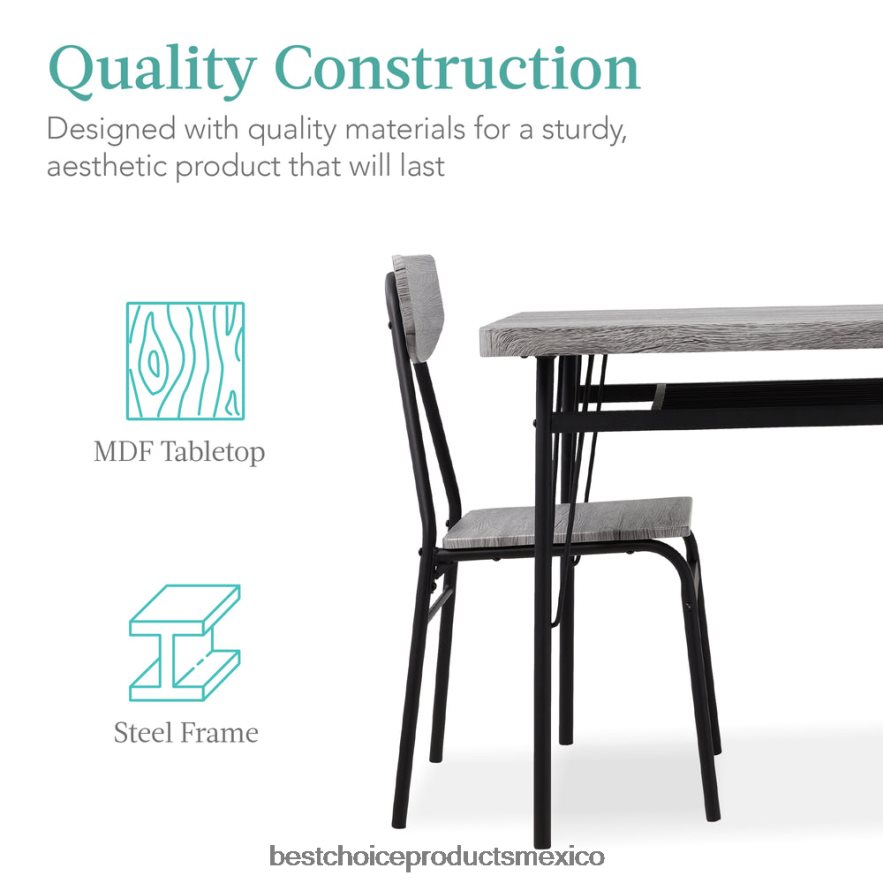 accesorio Juego de comedor moderno de 6 piezas con estantes de almacenamiento, mesa, banco y 4 sillas. Best Choice Products gris X080FZ368