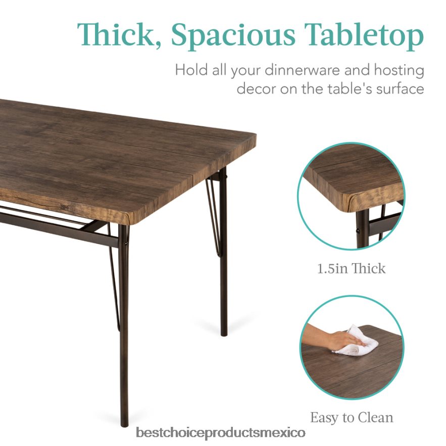 accesorio Juego de comedor moderno de 6 piezas con estantes de almacenamiento, mesa, banco y 4 sillas. Best Choice Products marrón X080FZ367