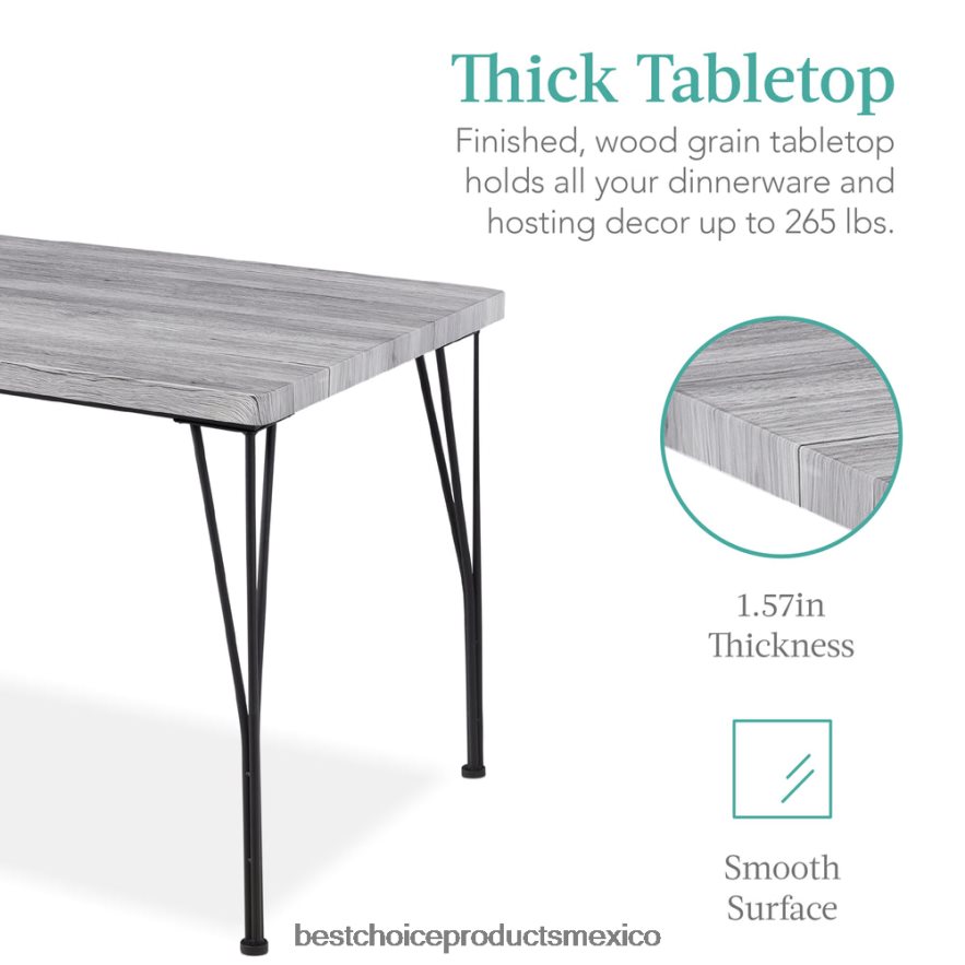 accesorio Juego de mesa de comedor moderna de 5 piezas de metal y madera con 4 sillas. Best Choice Products gris X080FZ743