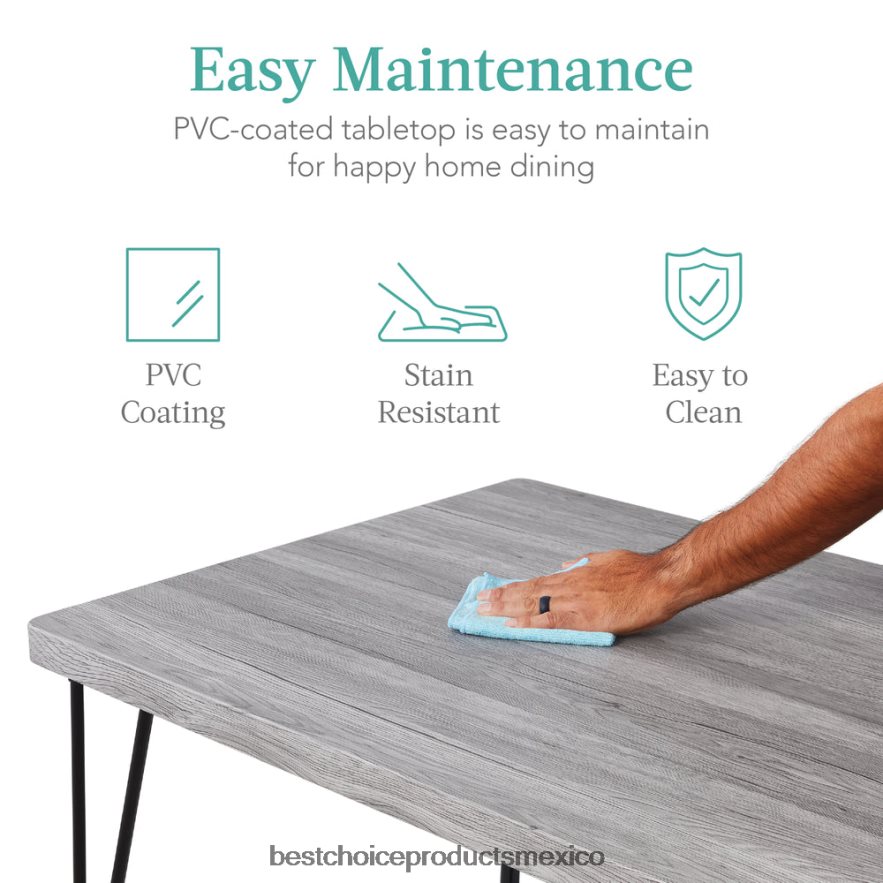 accesorio Juego de mesa de comedor moderna de 5 piezas de metal y madera con 4 sillas. Best Choice Products gris X080FZ743