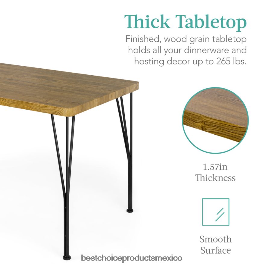 accesorio Juego de mesa de comedor moderna de 5 piezas de metal y madera con 4 sillas. Best Choice Products marrón X080FZ741