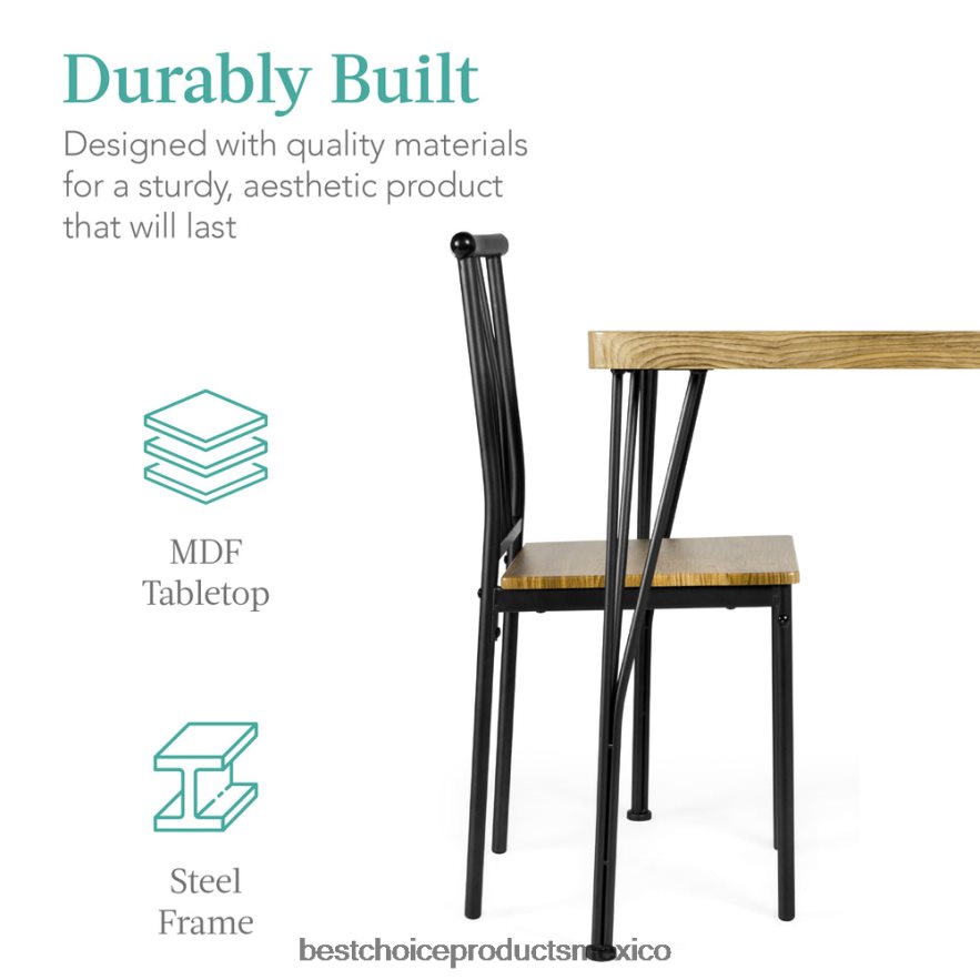 accesorio Juego de mesa de comedor moderna de 5 piezas de metal y madera con 4 sillas. Best Choice Products marrón X080FZ741