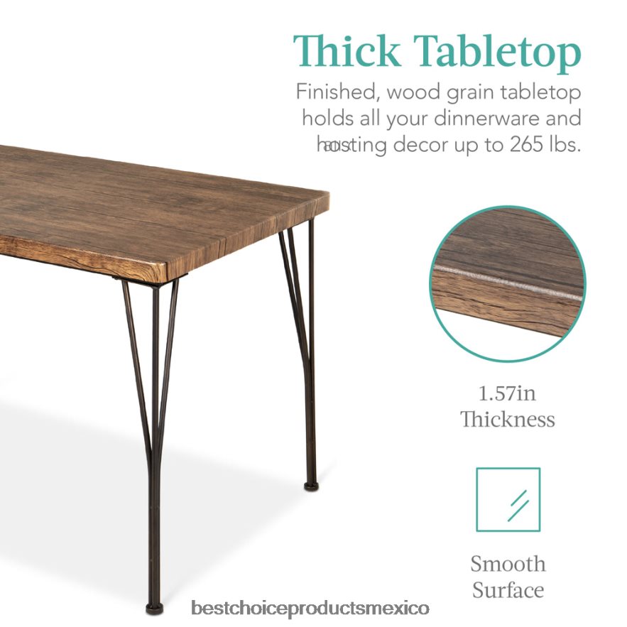 accesorio Juego de mesa de comedor moderna de 5 piezas de metal y madera con 4 sillas. Best Choice Products marrón deriva X080FZ742