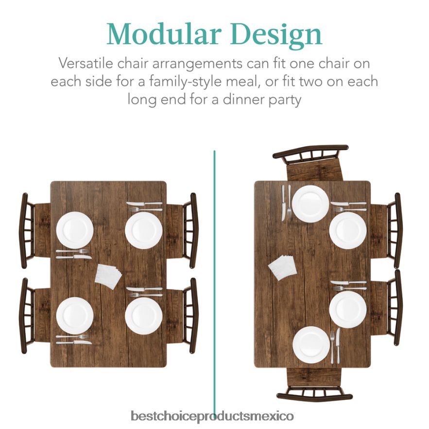accesorio Juego de mesa de comedor moderna de 5 piezas de metal y madera con 4 sillas. Best Choice Products marrón deriva X080FZ742