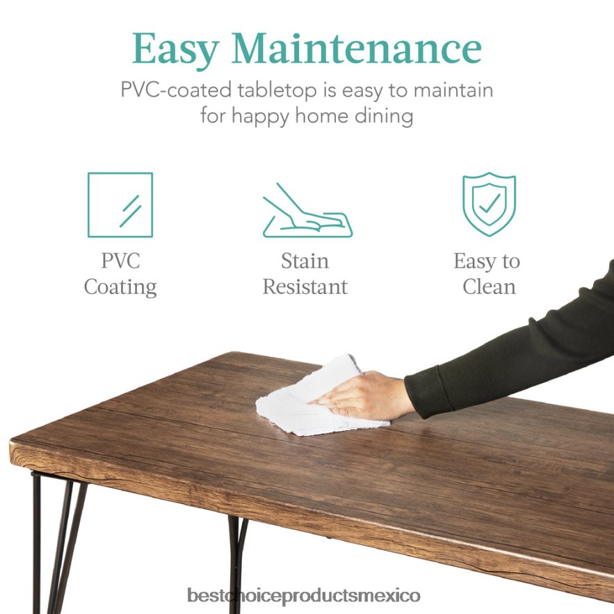 accesorio Juego de mesa de comedor moderna de 5 piezas de metal y madera con 4 sillas. Best Choice Products marrón deriva X080FZ742