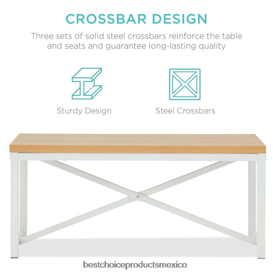 accesorio Juego de muebles de comedor estilo banco de 3 piezas con 2 bancos y mesa. Best Choice Products roble/blanco X080FZ719