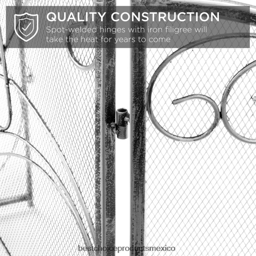 accesorio Cubierta de pantalla para chimenea de metal de hierro forjado de 3 paneles con diseño de volutas Best Choice Products estaño X080FZ1263