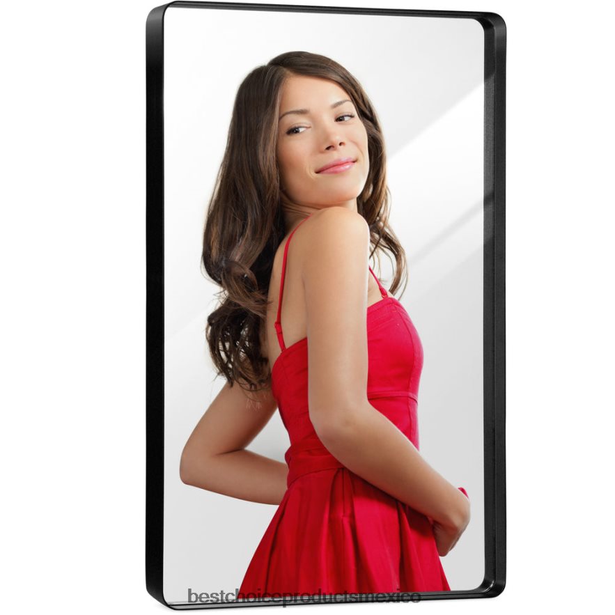 accesorio Espejo de pared rectangular de 2 vías con esquinas redondeadas, película antiexplosión Best Choice Products negro mate X080FZ360