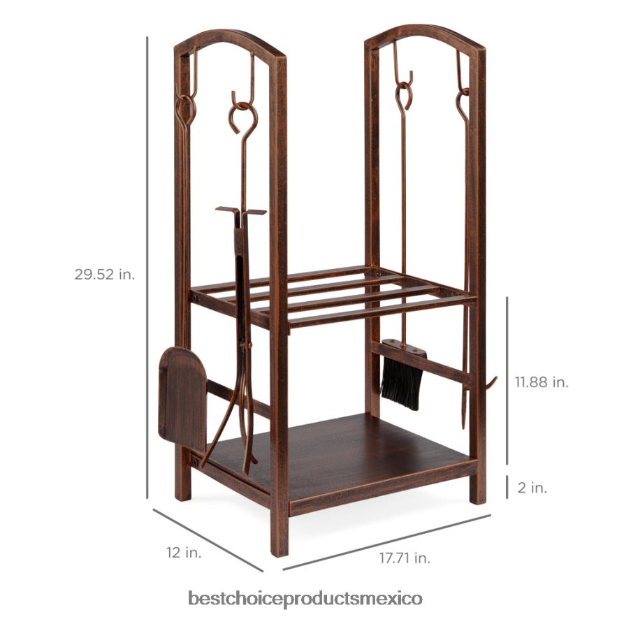accesorio Juego de herramientas para soporte de leña de 5 piezas con gancho, escoba, pala y pinzas Best Choice Products cobre X080FZ352