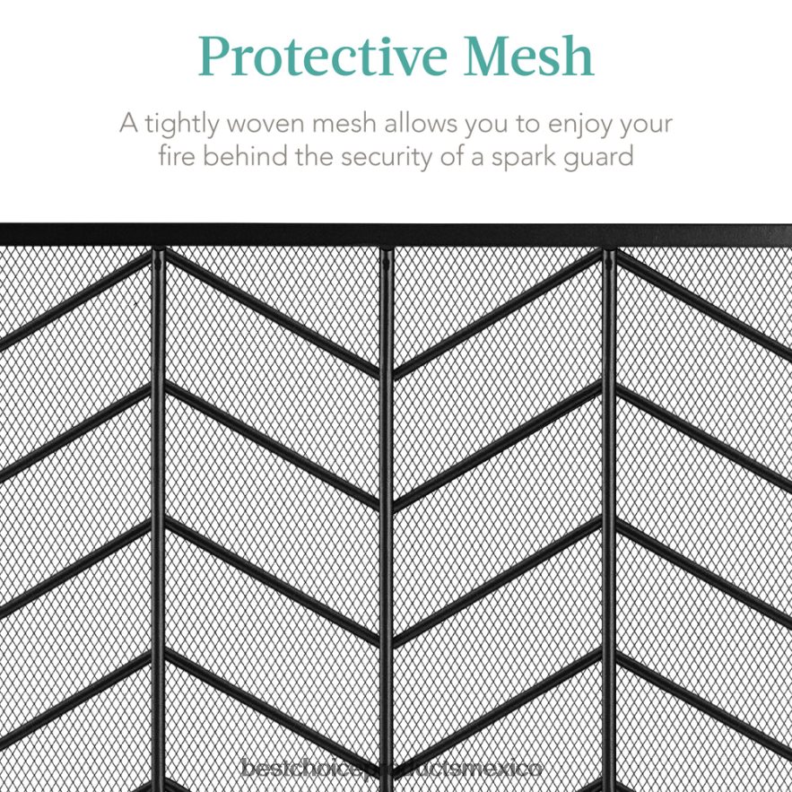accesorio Mampara de chimenea de hierro de 3 paneles con asas Best Choice Products negro X080FZ1261