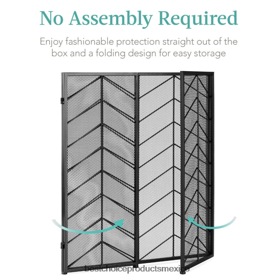 accesorio Mampara de chimenea de hierro de 3 paneles con asas Best Choice Products negro X080FZ1261