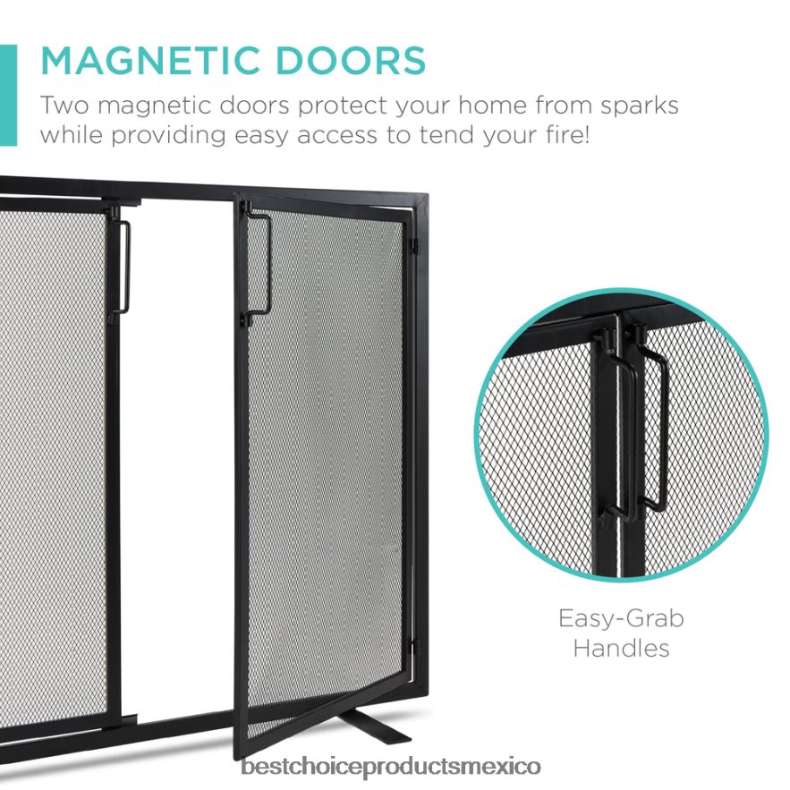 accesorio Mampara para chimenea de hierro forjado de 2 puertas con puertas magnéticas Best Choice Products negro X080FZ354