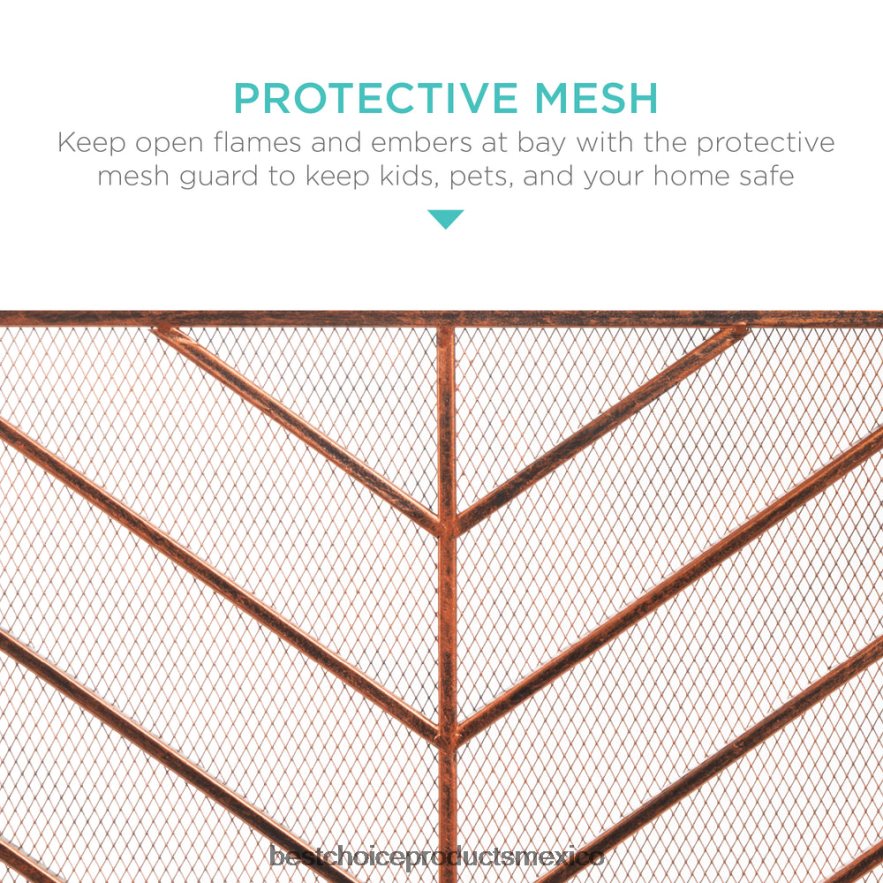 accesorio Pantalla de chimenea de chevron de hierro de un solo panel con acabado antiguo Best Choice Products cobre X080FZ1233