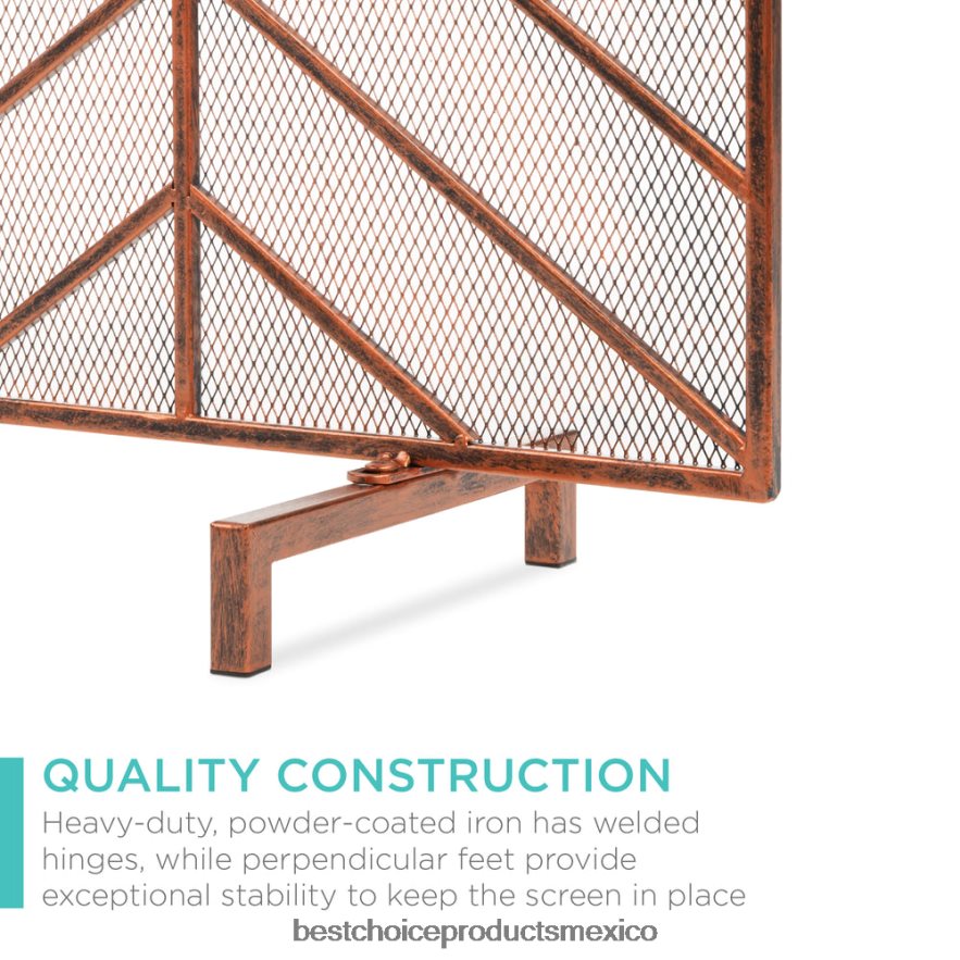 accesorio Pantalla de chimenea de chevron de hierro de un solo panel con acabado antiguo Best Choice Products cobre X080FZ1233