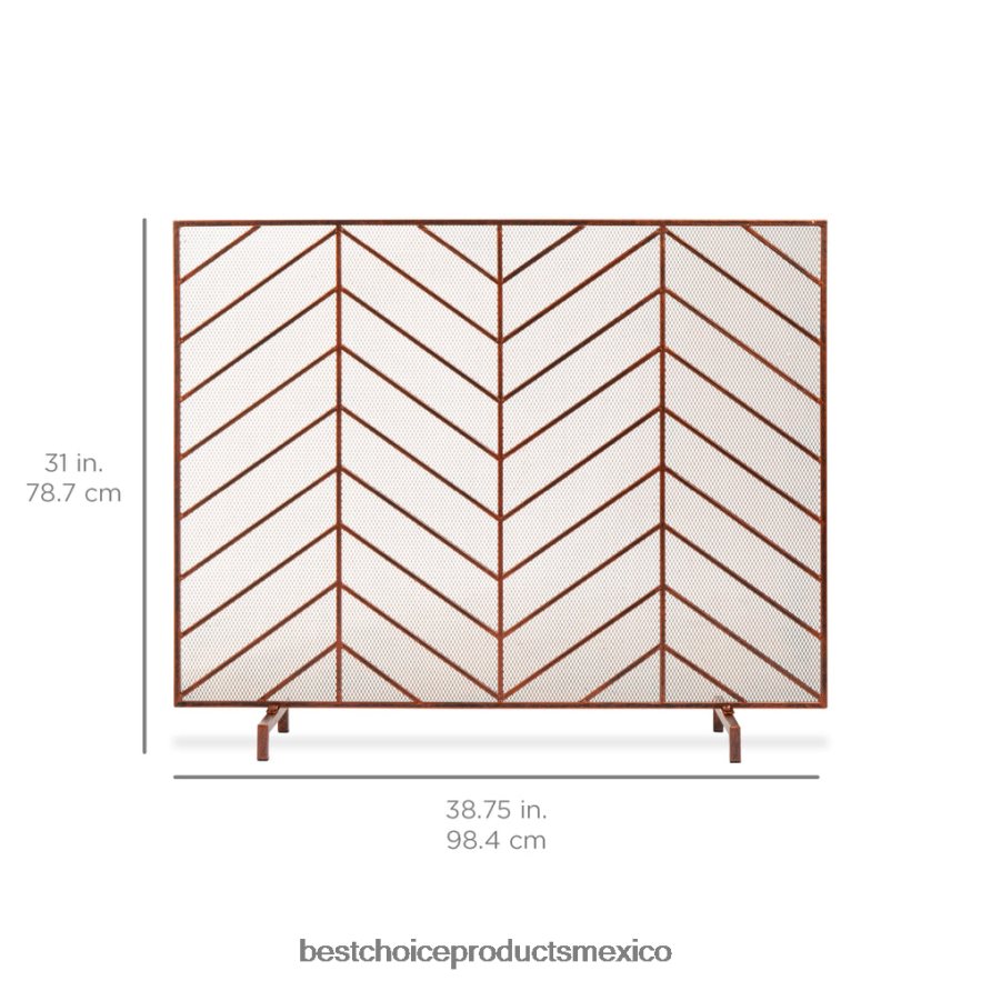 accesorio Pantalla de chimenea de chevron de hierro de un solo panel con acabado antiguo Best Choice Products cobre X080FZ1233