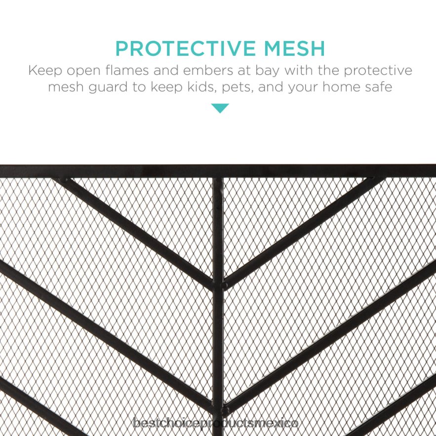 accesorio Pantalla de chimenea de chevron de hierro de un solo panel con acabado antiguo Best Choice Products satén negro X080FZ1231