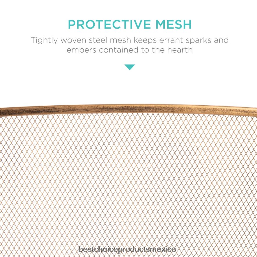accesorio Pantalla de chimenea de malla de acero simple de 3 paneles con acabado desgastado Best Choice Products oro antiguo X080FZ661