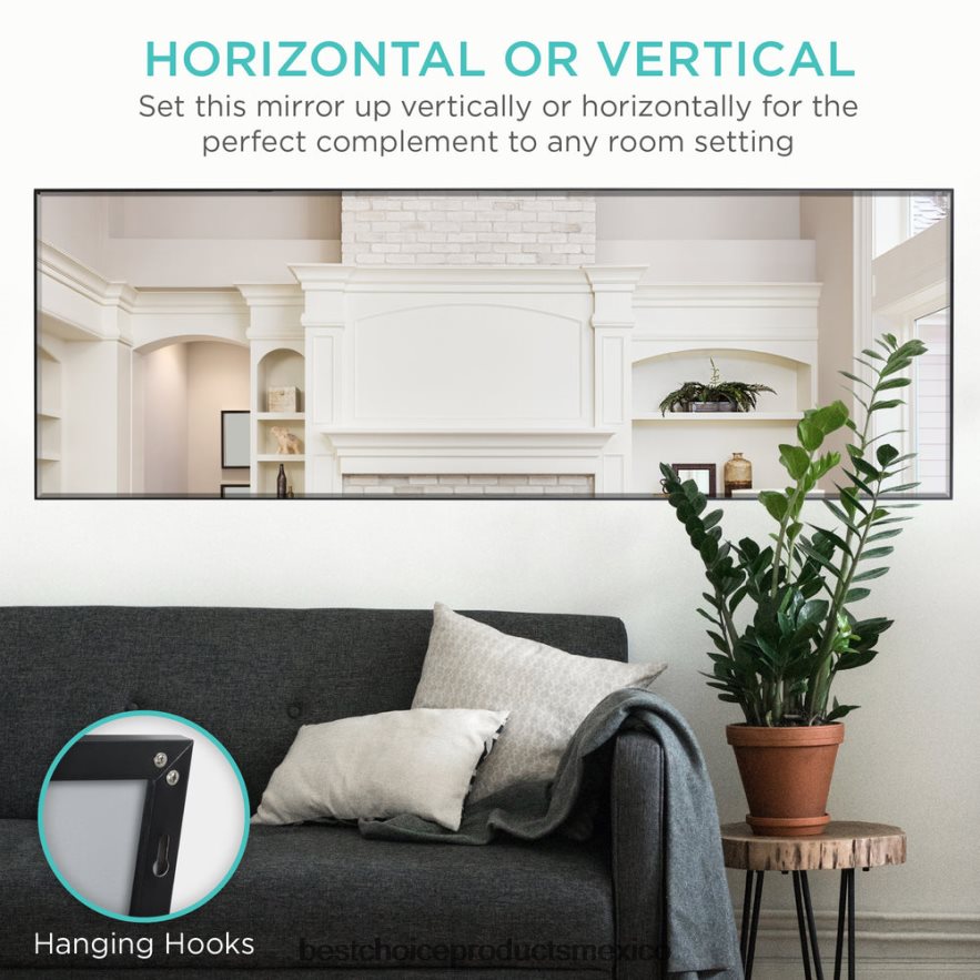 accesorio espejo grande de cuerpo entero, espejo para colgar en la pared y espejo inclinado para el piso Best Choice Products negro X080FZ650