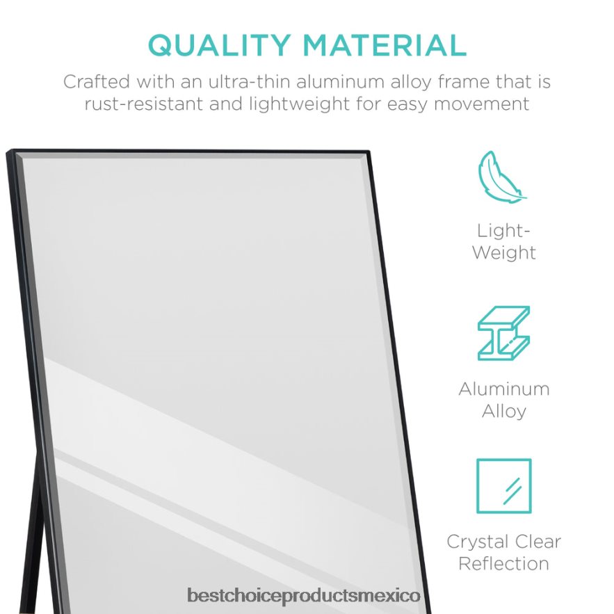 accesorio espejo grande de cuerpo entero, espejo para colgar en la pared y espejo inclinado para el piso Best Choice Products negro X080FZ650
