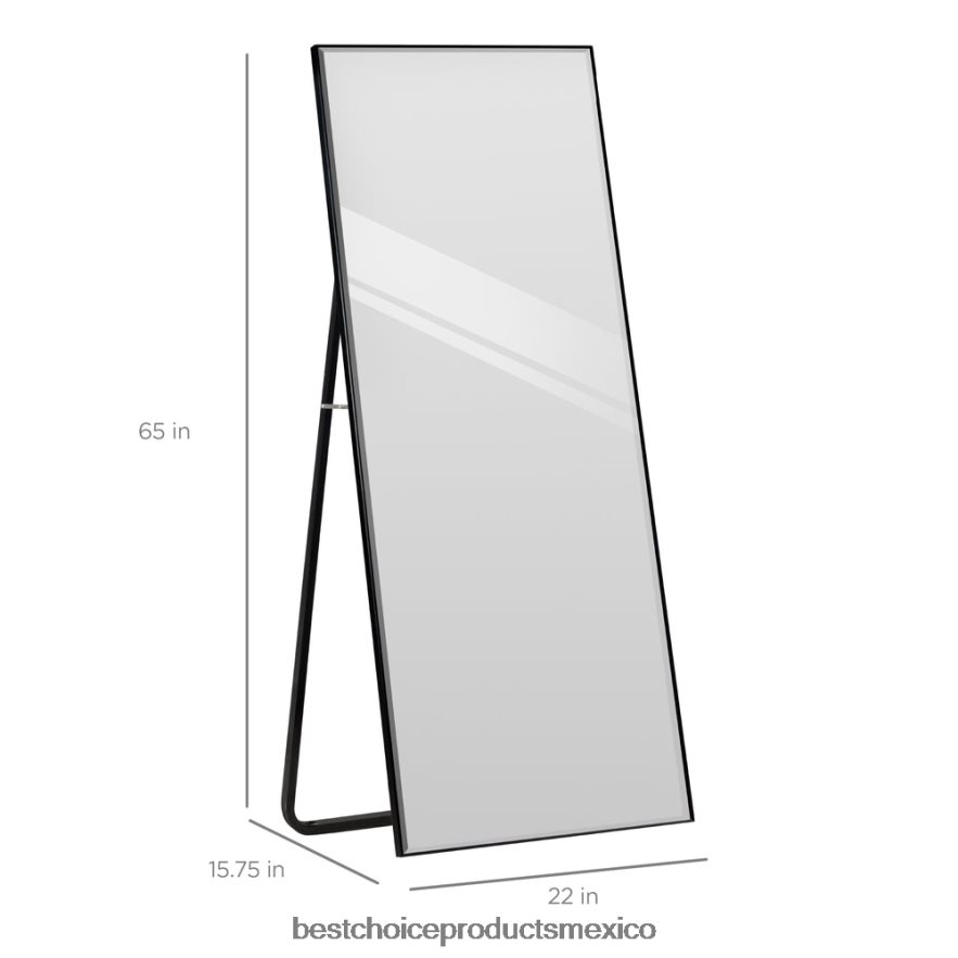 accesorio espejo grande de cuerpo entero, espejo para colgar en la pared y espejo inclinado para el piso Best Choice Products negro X080FZ650
